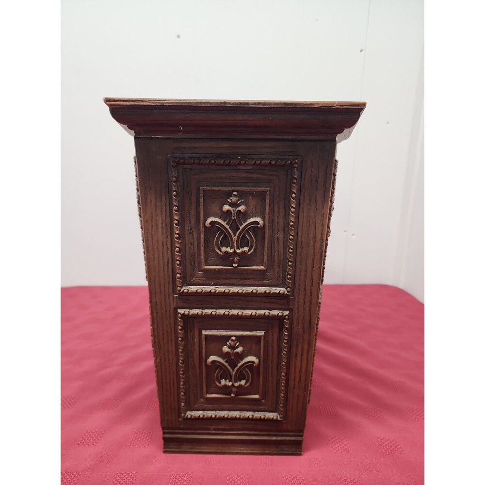 VTG Max Klein FauxWood Hexagonal Wastebasket Raised Relief 1970s 14" Made In USA - Picture 7 of 16